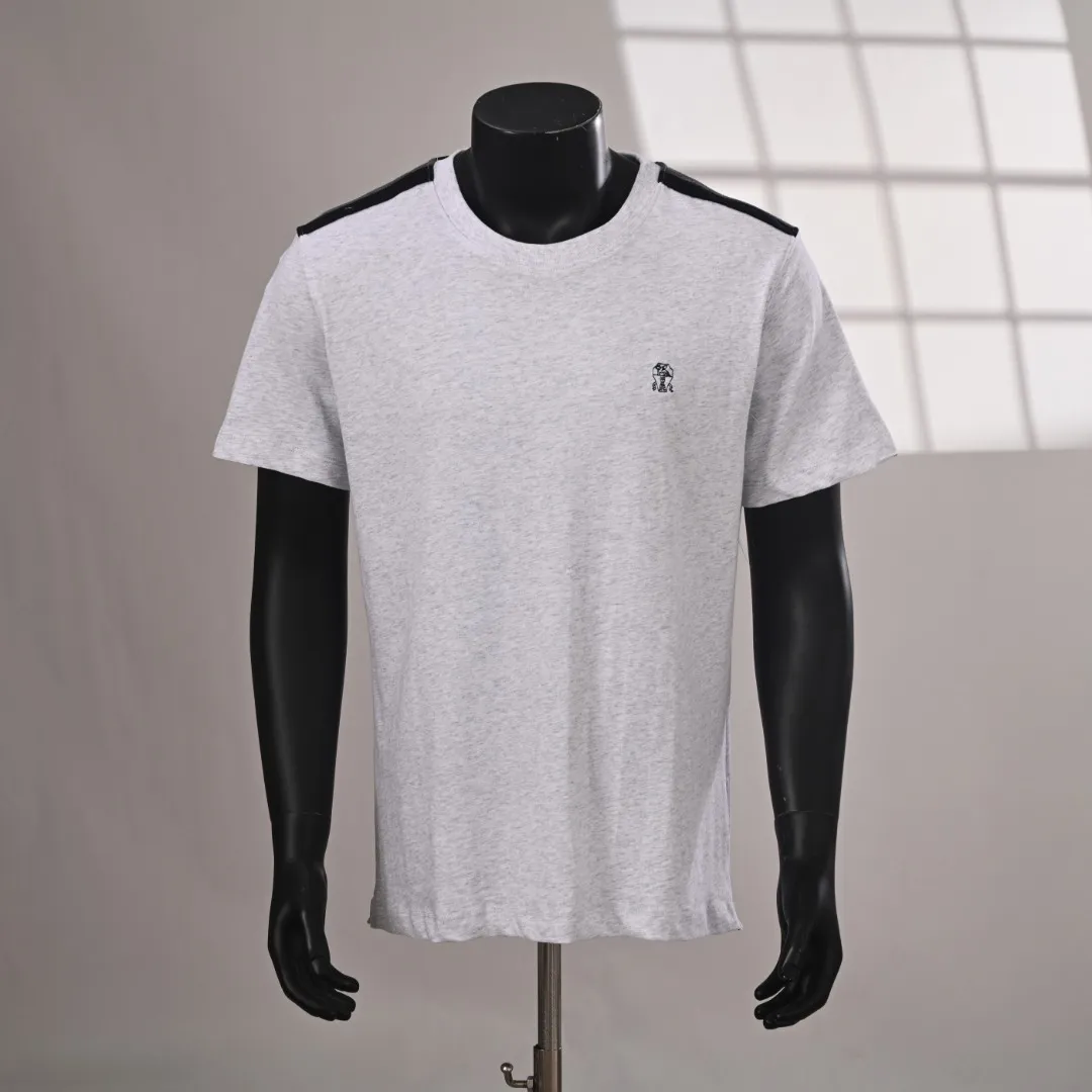 BRUNELLO CUCINELLI BC contrasting color shoulder short-sleeved T-shirt actual photos